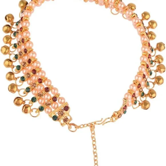 Indian Bridal Anklet Set Pearl Ghungroo Jhanjari Traditional Gold Copper
